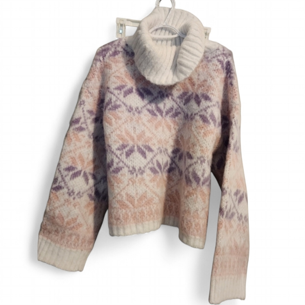 Wild Fable Cozy Cowl Neck Sweater in Purple and Pink